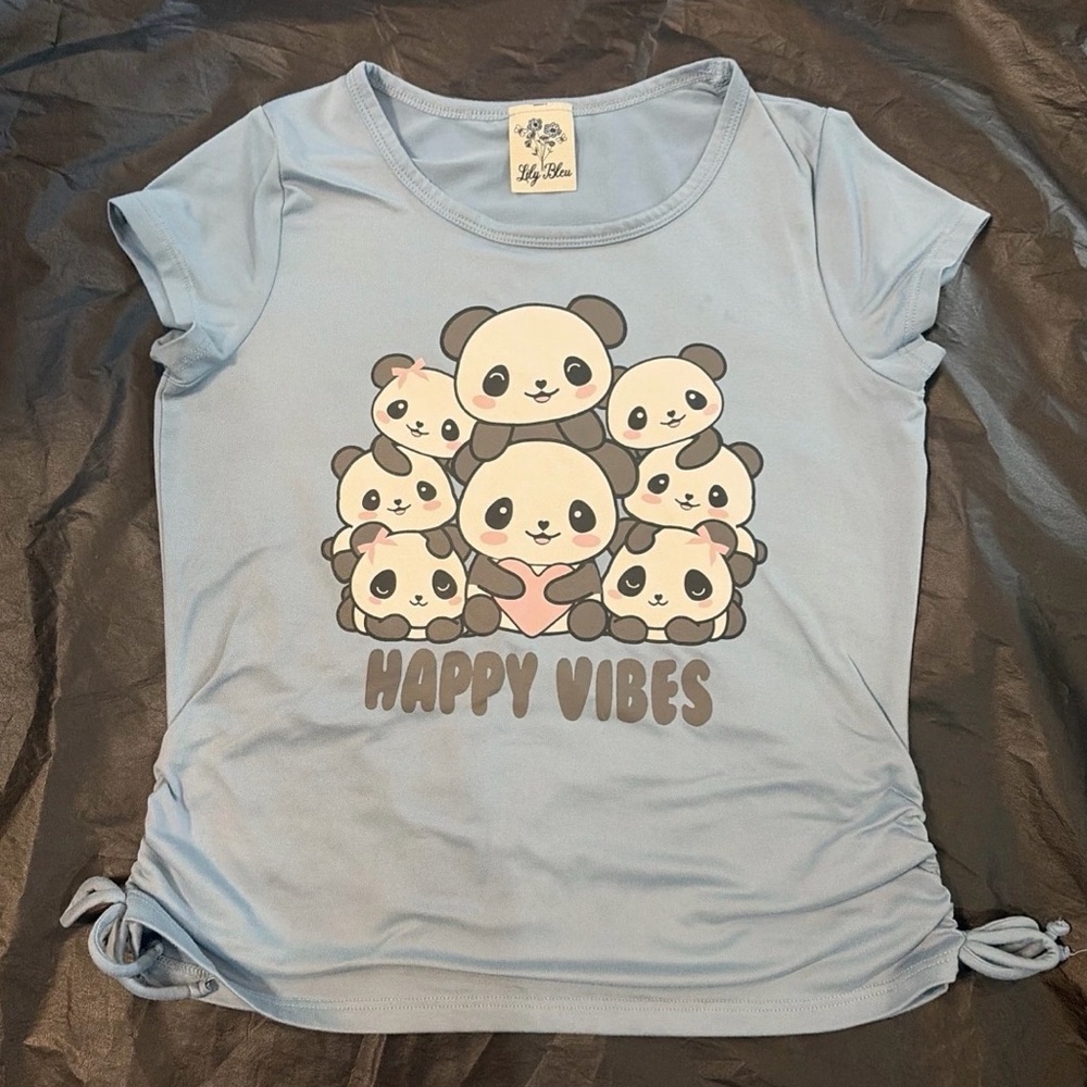 Girls Lily Bleu Light Blue Floral Logo Tee